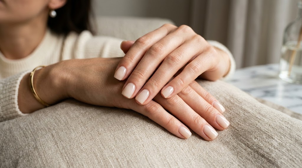 Short Square Natural Cuticle Soap Nails